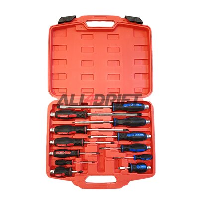 Set of fixed screwdrivers in a plastic case.