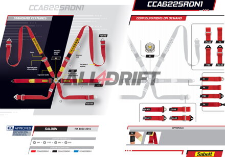 6 point safety racing belt SABELT 2 "for Hans