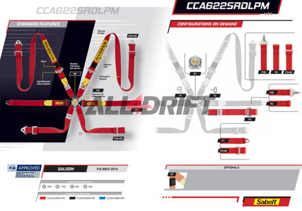 6 point safety racing belt SABELT 2 "for Hans GOLD