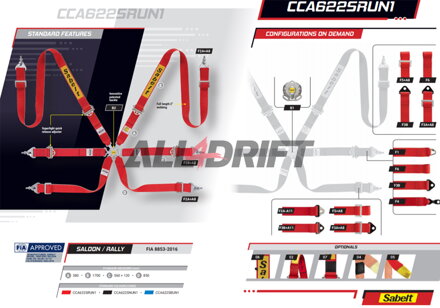 6 point safety racing belt SABELT 2 "- SILVER