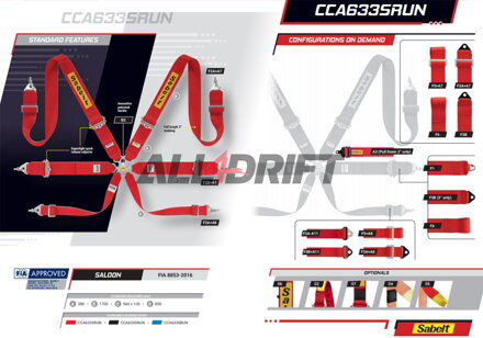 6 point safety racing belt SABELT 3 "- SILVER