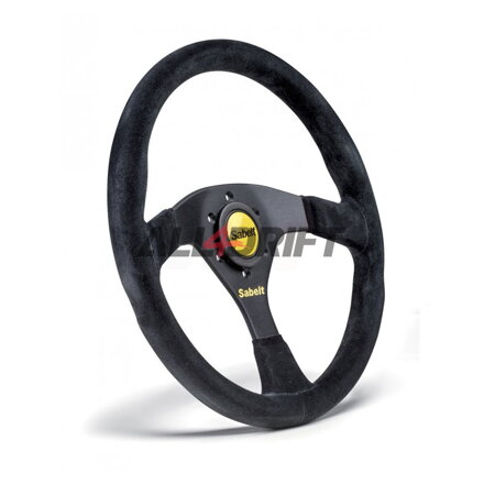Suede leather sports steering wheel SABELT - 350 mm, flat
