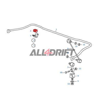 Polyurethane silent block of the front stabilizer - BMW E36 2 pcs