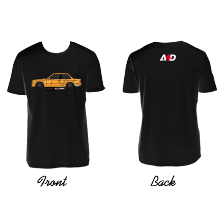 T-shirt black men's motif BMW E30 Drifthappens powered by ALL4DRIFT