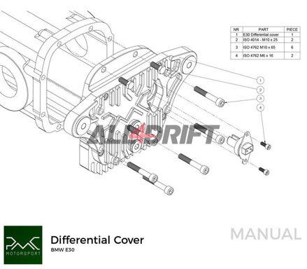 Aluminum differential cover for BMW E30 with dual mounting Type 188