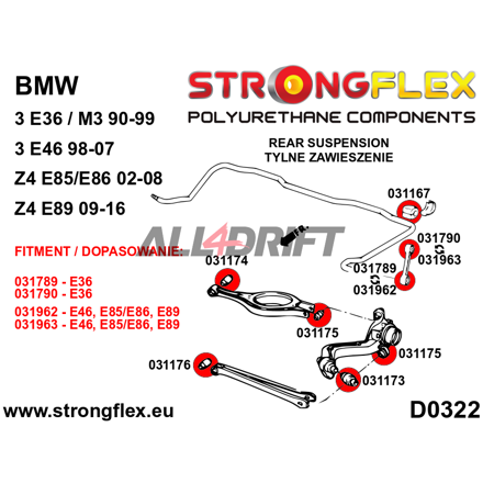 036206B Front and rear suspension bush kit BMW E46 / Z4