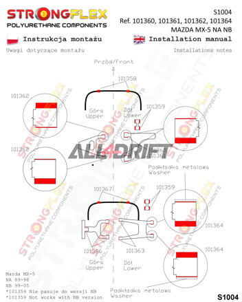 101362A Front upper arm bush SPORT - Mazda I (89-98) NA
