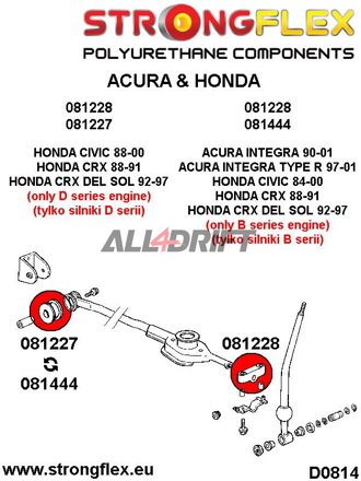 086058A Anti roll bar and gear shift extension bush kit SPORT - Acura III (93-01) DB6/7/8/9 / DC1/4
