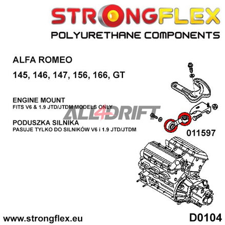011597B Engine mount stabilizer - Alfa Romeo 147 (00-10) type 937