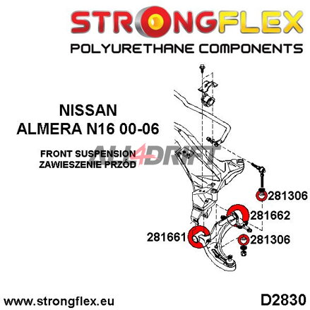 281661B Front lower arm front bush - Nissan II (00-06) N16