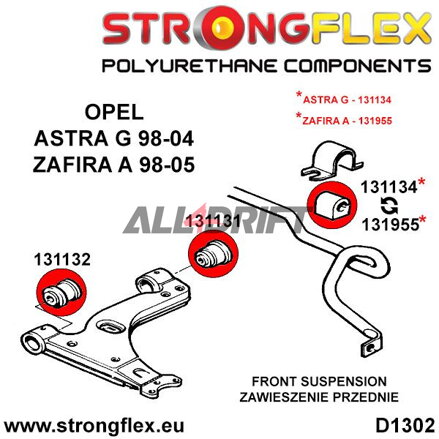 131955A Front anti roll bar bush SPORT - Opel / Vauxhall A (99-05) T98