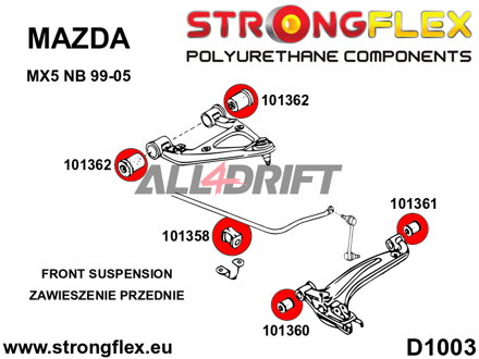 106135A Front suspension bush kit SPORT - Mazda II (99-05) NB