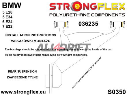 036235A Rear trailing arm eccentric bush kit SPORT BMW