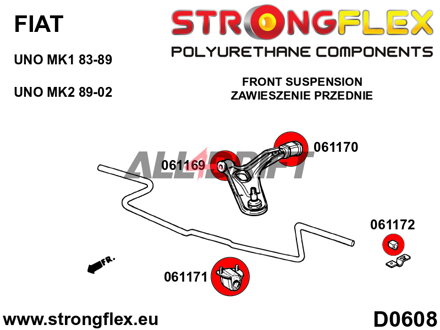 061172A Front anti roll bar outer bush SPORT - Fiat Uno MK1/MK2/Turbo (83-02)