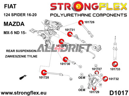 101733A Rear upper arm to shock absorber mount bush SPORT Fiat / Mazda