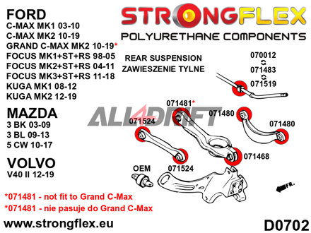 071481B Rear lower arm inner bush Ford / Mazda / Volvo