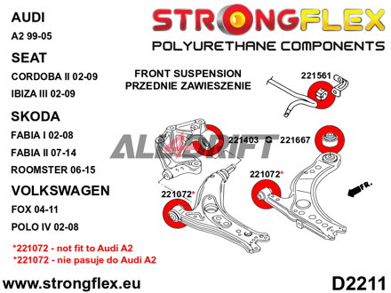 221403A Front arm rear bush SPORT Audi / VW / Škoda