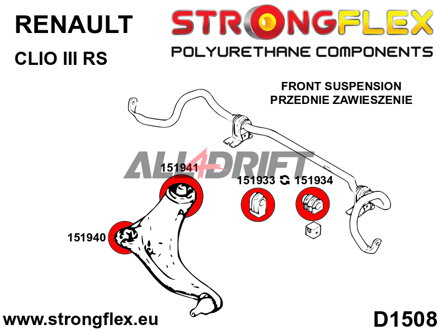 151933A Front anti roll bar bush SPORT - Renault III (05-12)
