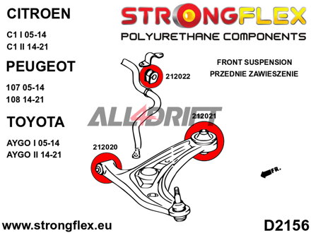 212020B Front lower arm front bush 12mm