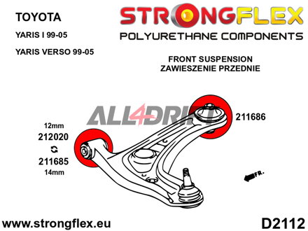 212020B Front lower arm front bush 12mm