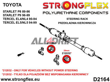 212032A Steering rack bush 29mm SPORT Toyota Starlet / Tercel