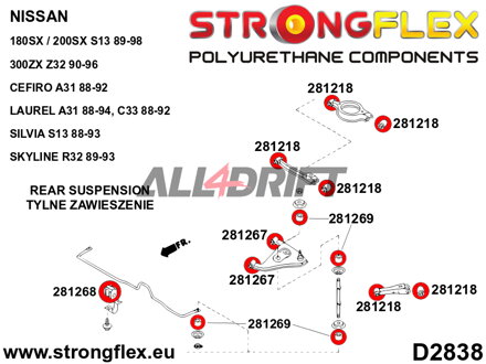 286216A Full suspension bush kit R32 AWD SPORT - Nissan R32 (89-94) AWD