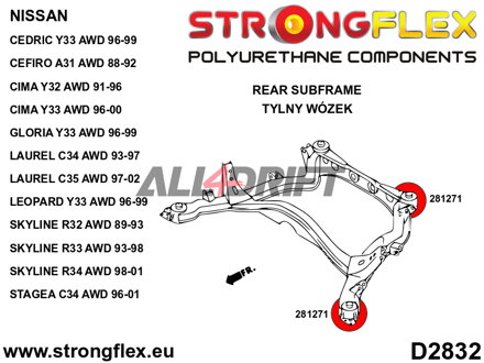 281271A Rear axle mount AWD SPORT - Nissan R32 (89-94) AWD