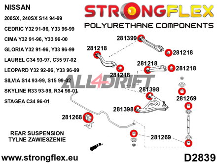 286115A Rear suspension bush kit SPORT - Nissan VI (94-99) S14