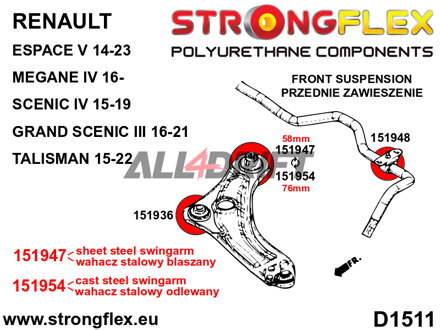 151948B Front anti roll bar bush - Renault IV (16-)