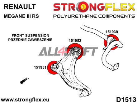 156086B Front suspension bush kit - Renault III (10-16) RS