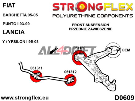 061312A Front anti roll bar end bush SPORT Fiat / Lancia