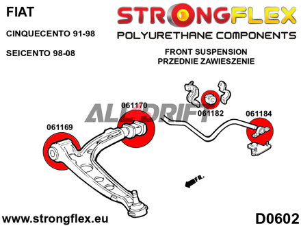 066042A Front anti roll bar bush kit SPORT Fiat Cinquecento / Seicento