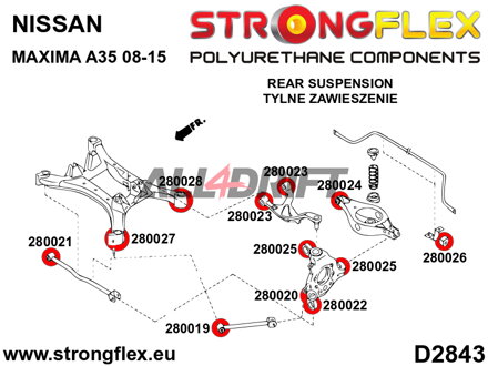 286223B Rear subframe bush kit - Nissan VII (09-15) A35
