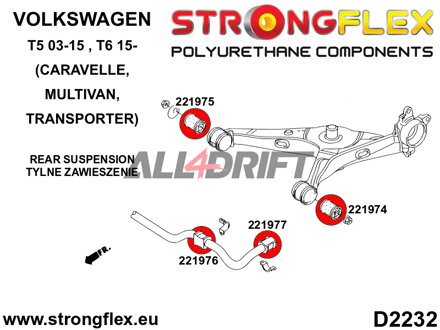 226236A Full suspension bush kit SPORT - Volkswagen T5 (03-15) Caravelle, Multivan, Transporter