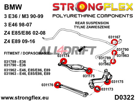 031962A Rear anti roll bar link to bar bush SPORT BMW E46 / Z4