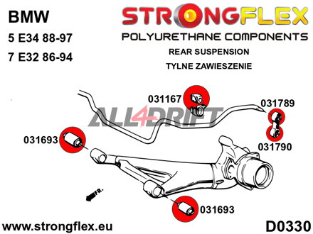 031789B Rear anti roll bar link to bar bush BMW