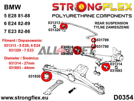036124B Rear suspension bush kit BMW E23 / E24 / E28