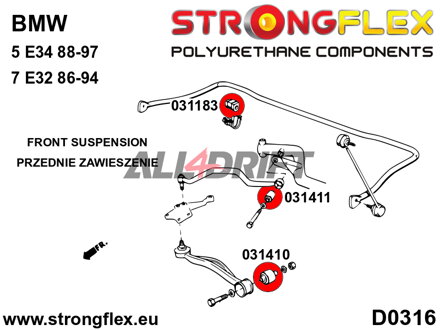 031411A Front arm rear bush SPORT BMW E31 / E32 / E34