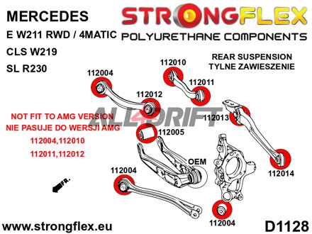 116259A Rear suspension bush kit SPORT - Mercedes W211 RWD