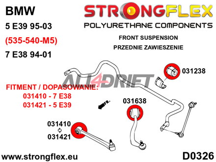 036129B Front suspension bush kit BMW E39