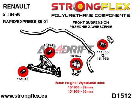 151637A Front anti roll bar outer bush SPORT - Renault 19 (93-01)