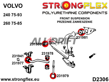 231979A Front anti roll bar link bush SPORT Volvo 240 / 260