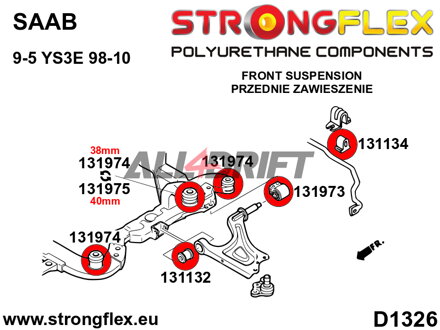 136229A Front suspension bush kit SPORT - Saab I (98-10) YS3E