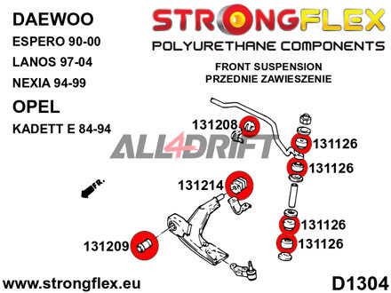 131214A Front arm bush, rear, SPORT - Daewoo Espero (90-00)