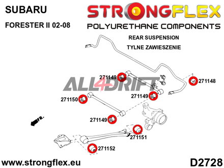 271151B Rear link rod to hub rear bush - Saab 9-2X (04-06)
