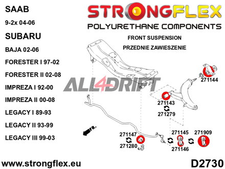 276146B Full suspension bush kit - Subaru II (02-08) SG