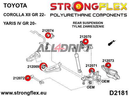 212072A Rear link rod bush SPORT Toyota Corolla / Yaris
