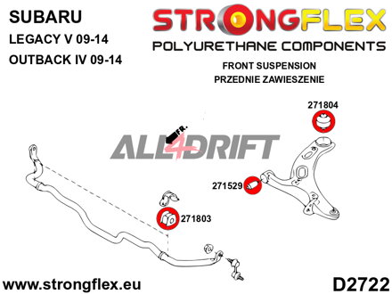 271804A Front arm rear bush SPORT - Subaru Legacy V / Outback IV (09-14) BM BR
