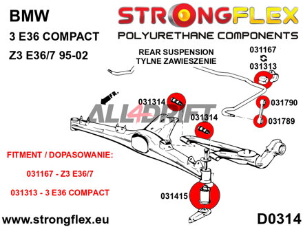 031790B Rear anti roll bar link to arm bush BMW