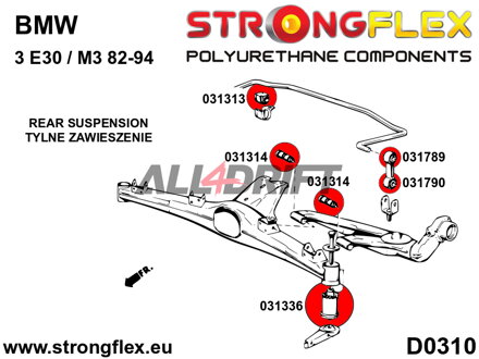 031790B Rear anti roll bar link to arm bush BMW